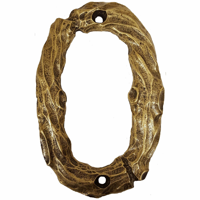 LHN0-AB Log House Number Zero, Antique Brass, 1 piece